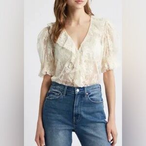 Ultra Pink Flowing Ruffled Lace Top